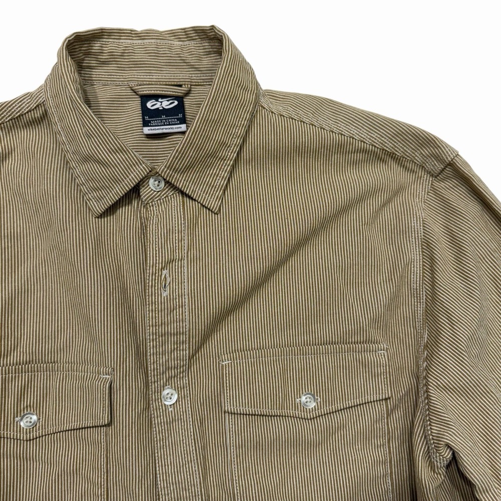Nike 6.0‎ Shirt Men's M Brown Stripes Button Up Streetwear Skateboarding